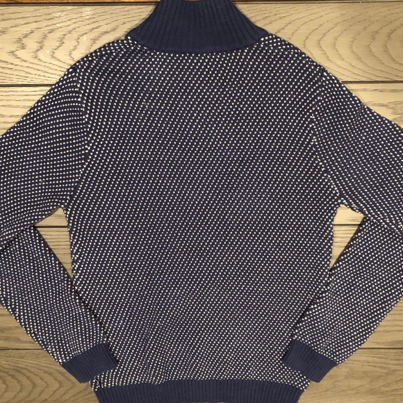 90s IZOD Boys Soft Cotton Knit Pullover Button Neck Navy Blue/White Sweater~Lg - Picture 4 of 6
